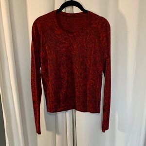 lululemon athletica Red Patterned Long Sleeve Top
